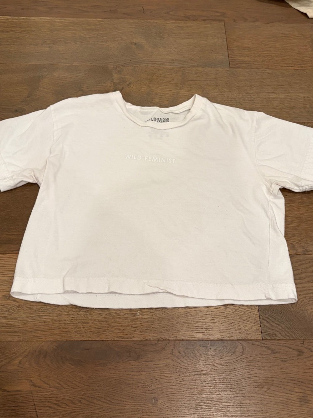 Wildfang Wild Feminist White Baby Tee (Size S)